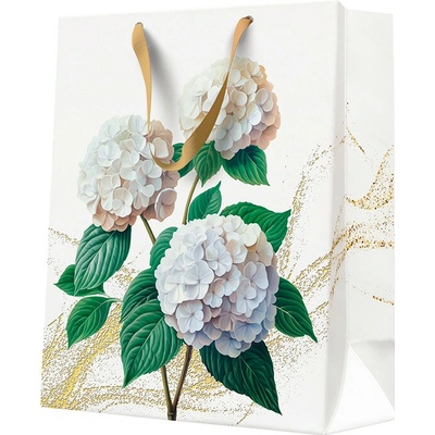 Darčeková taška - 26,5x33,5x13 cm, Romantic White Hydrangeas