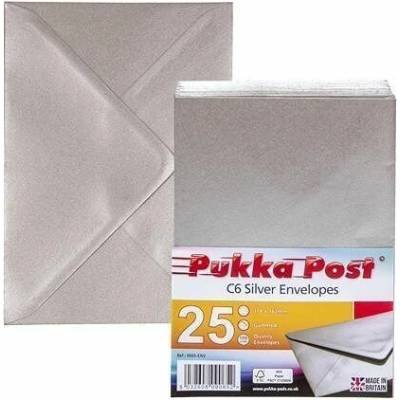 Obálky "Silver", stříbrná, C6, pogumovaný povrch, PUKKA PAD 9065-ENV