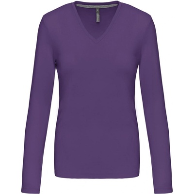 Kariban v-neck k382 / Дамска тениска с дълъг ръкав - лилава s (20k38235001)