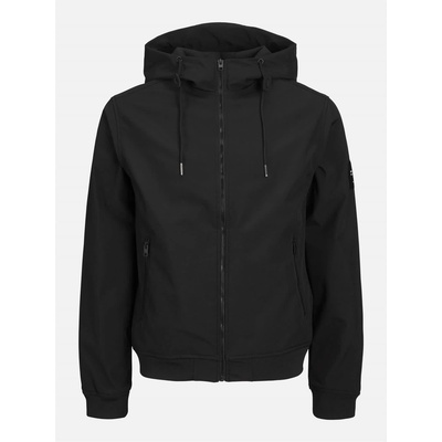 Jack and Jones Мъжко яке Jack and Jones Softshell Zip Hooded Jacket Mens - Black