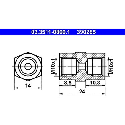 ATE - Adaptér brzdového vedenia M10x1 - 24mm 03.3511-0800.1