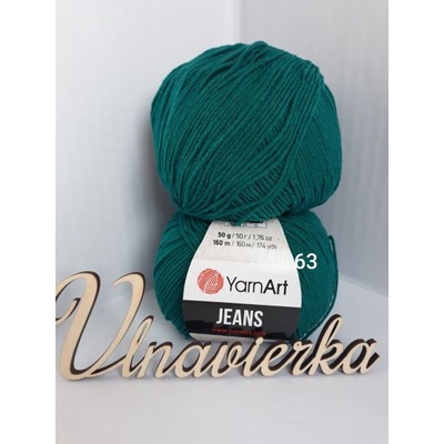 YarnArt Jeans 63 zelena petrolejová