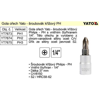 Yato 1/4" bit PH2