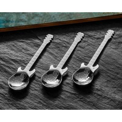 Gitarové kovové čajové lyžičky SILVER 3 ks