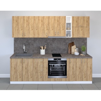 Кухня Модест модел 7 бял и дъб крафт