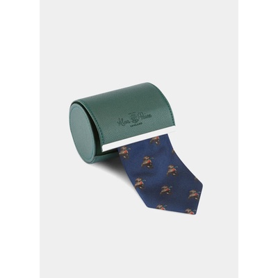 Alan Paine kravata z pravého hedvábí motiv Retriever Navy APM048