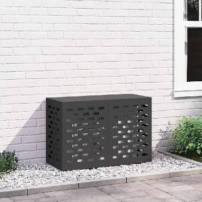 vidaXL Покритие за климатик Черно 90 x 40 x 60 см Стомана (865890)