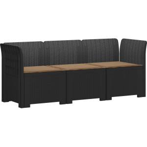 vidaXL Пейка за градина с Cushions във вид на ратан ПП Антрацит (3443820)