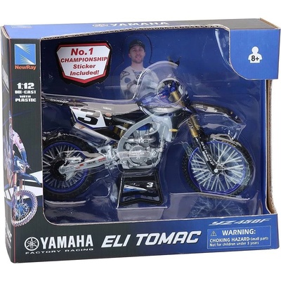 New Ray Toys Метален мотоциклет Newray - Yamaha YZ450F Motocross of Nations Bike, Eli Tomac, 1: 12 (58423)