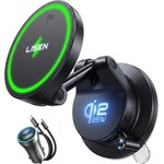 Lisen Стойка за кола с безжично зарядно Lisen W608 Pro (YL0225090001) - вакуумна смукателка, 25W, Qi2.2 - Черен