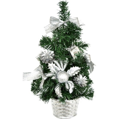 DOMMIO Vianočný stromček ozdobený – strieborný, 35 cm