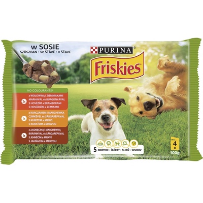 Friskies hovädzie kuracie jahňacie s mrkvou v šťave 4 x 100 g