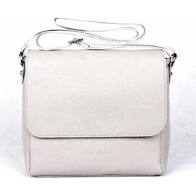 Vera Pelle Středně velká světlešedá kožená crossbody kabelka no. 62