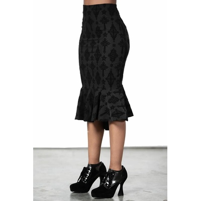 KILLSTAR дамска пола KILLSTAR - Candence Flocked Midi - Черен - KSRA005111