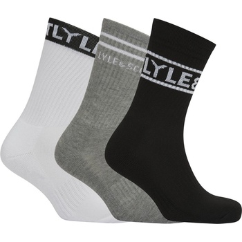 Image 1 of Lyle and Scott Чорапи Lyle and Scott 3-Pack Logo Socks - Blk/Wht/Grey