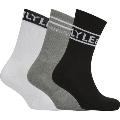 Lyle and Scott Чорапи Lyle and Scott 3-Pack Logo Socks - Blk/Wht/Grey