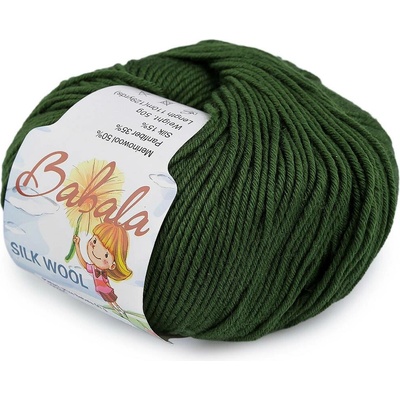 Pletací vlněná, hedvábná příze Babala 50 g Varianta: 15 (025) zelená, Balení: 1 ks 59045/151252/285422