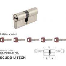 AGB - Vložka U-TECH S obojstranná cylindrická vložka 30+35 mm + 5x kľúč, NIM Nikel matný