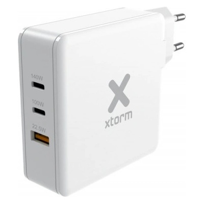 xtorm 3-портово USB зарядно устройство 140W USB-C PD3.1 EPR GaN, бяло (USB-C PD EPR 140W, USB-C PD100W, USB-A QC 3.0) (XXAT140)