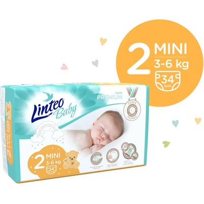 LINTEO BABY Plienky Baby Prémium MINI 3-6 kg 34 ks