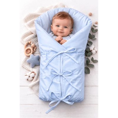 Baby Nellys Klasická retro zavinovačka Nature šnurovacia s výplňou Svetlo modrá