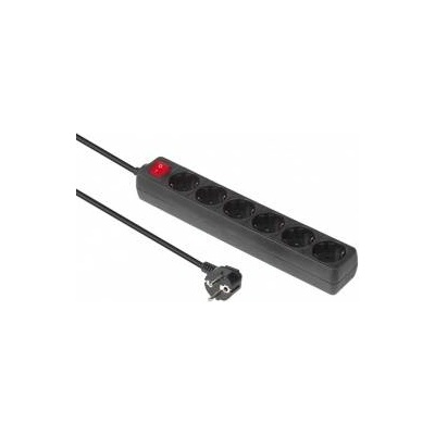 MicroConnect 6-way Schuko Socket 1.8M Black With ON/OF switch and child protection