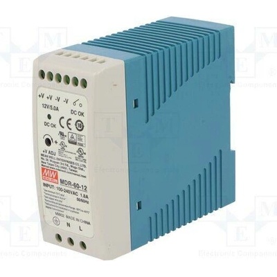 MEAN WELL MDR-60-12 Napájecí zdroj: spínaný; na lištu DIN; 60W; 12VDC; 5A; 85÷264VAC
