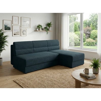 Textilomanie Rozkladacia obojstranná sedacia súprava do L TAVERO SLIM 201x140 cm, tmavomodrá