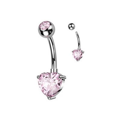 Šperky4U piercing do pupíku se srdíčkem růžová TB004-P