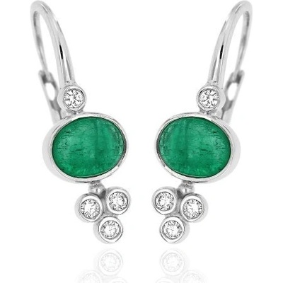 Zlatnictví U Kostela diamantové náušnice se smaragdem 36025