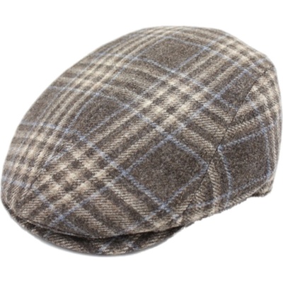 Fiebig Headwear since 1903 Zimní kostkovaná vlněná bekovka hnědá