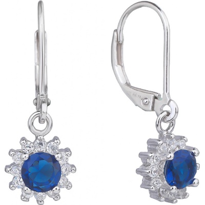 Bealio stříbrné náušnice VISACÍ safír 03-11240-2509