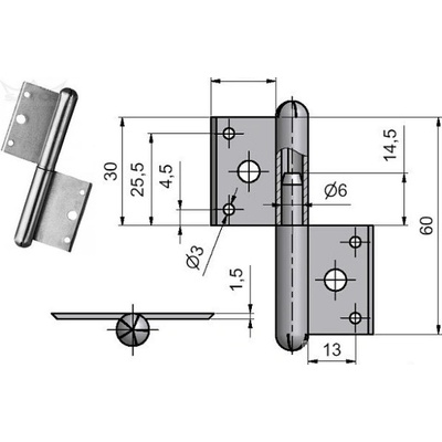 TKZ Závěs okenní 60 mm BPÚ levý