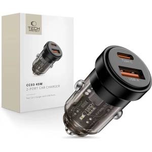 Tech-Protect CC03 дво-портово зарядно за кола PD45W/QC3.0 черно (5906302361656)