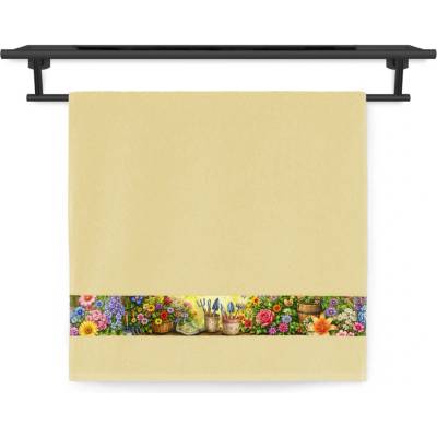 Veba ručník NORA tisk rozkvetlá zahrada žlutá 50 x 100 cm