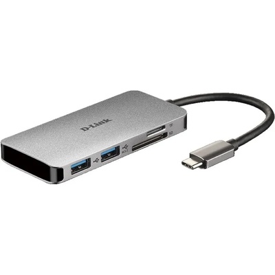 D-Link USB хъб D-Link 6-in-1 USB-C Hub with HDMI/Card Reader/Power Delivery (DUB-M610)