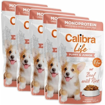 Calibra Dog Life Puppy & Junior Beef with Rice 5 x 150 g