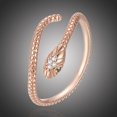Grace Silver Jewellery Stříbrný prsten Graceful Snake Rose Gold stříbro had P SCR666 C 2 Zlatá