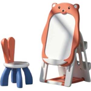 Feelkids Детски комплект от дъска за рисуване 2 в 1 и стол, Червено мече