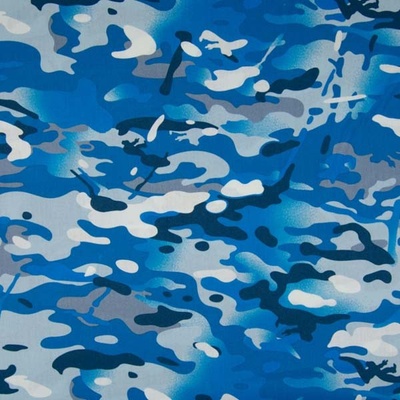 Popelín modrý army vzor, š.145