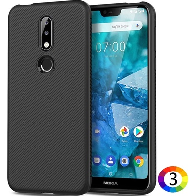 Nokia 7.1 / 7 2018 Удароустойчив Carbon Fiber Калъф и Протектор