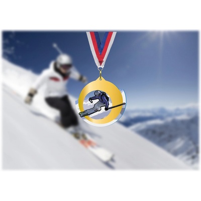 Akrylátová medaile Lyžování Zlatá – Zboží Mobilmania