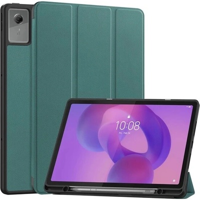 GIGAPACK puzdro s podstavcom pre Lenovo Idea Tab Plus, s efektom kože, aktívny FLIP, držiak na stylus, Tmavozelené GP-180684