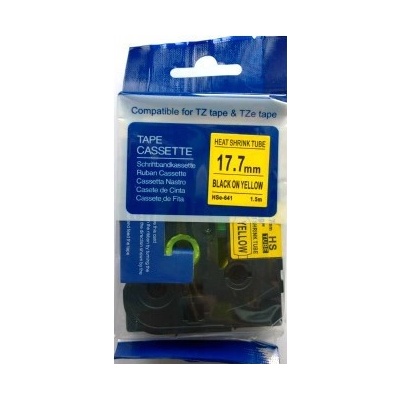Kompatibilná páska s Brother HSe-641, 17,7mm x 1,5m, čierna tlač / žltý podklad