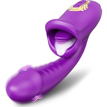 SuperLove Cum with Me Dual Vibrator with Tongue Purple