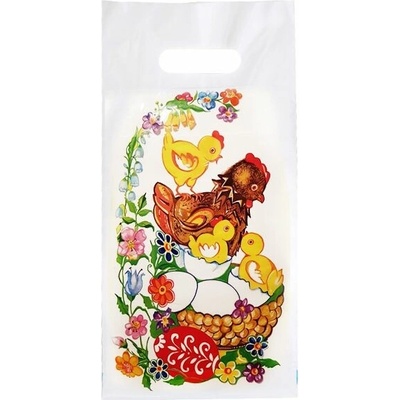 Velikonoční taška 20 × 40 cm bílá - Slepice