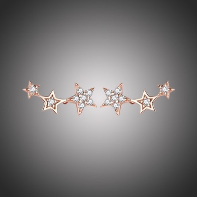 Grace Silver Jewellery stříbrné náušnice se zirkony Alesa Gold hvězdy E--E-SCE175-1-SCE291/37 zlatá