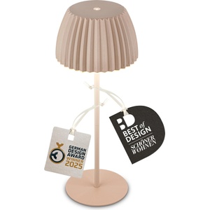 Briloner - Riffle LED Table Lamp Wireless IP44 with Light Edge - German Design Award Winner 2025 - 14.5x36.5 cm - Beige - 7553011 (7553011)