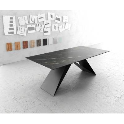 DELIFE Edge 200 x 100 cm keramika LaminamNoir Desir hnědá V-podnož střední černá