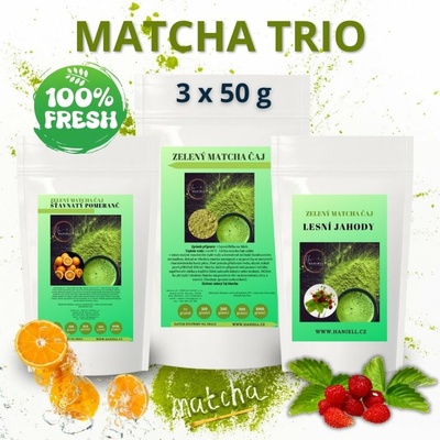 Haniell Sada Matcha Trio pomarančová sviežosť sladká jahoda čistá harmónia 3 x 50 g